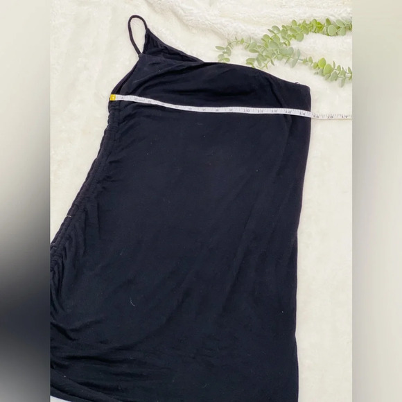 Michael Lauren Darren Black One Shoulder Tank Dress Drawstring Side Size Medium - Picture 7 of 12